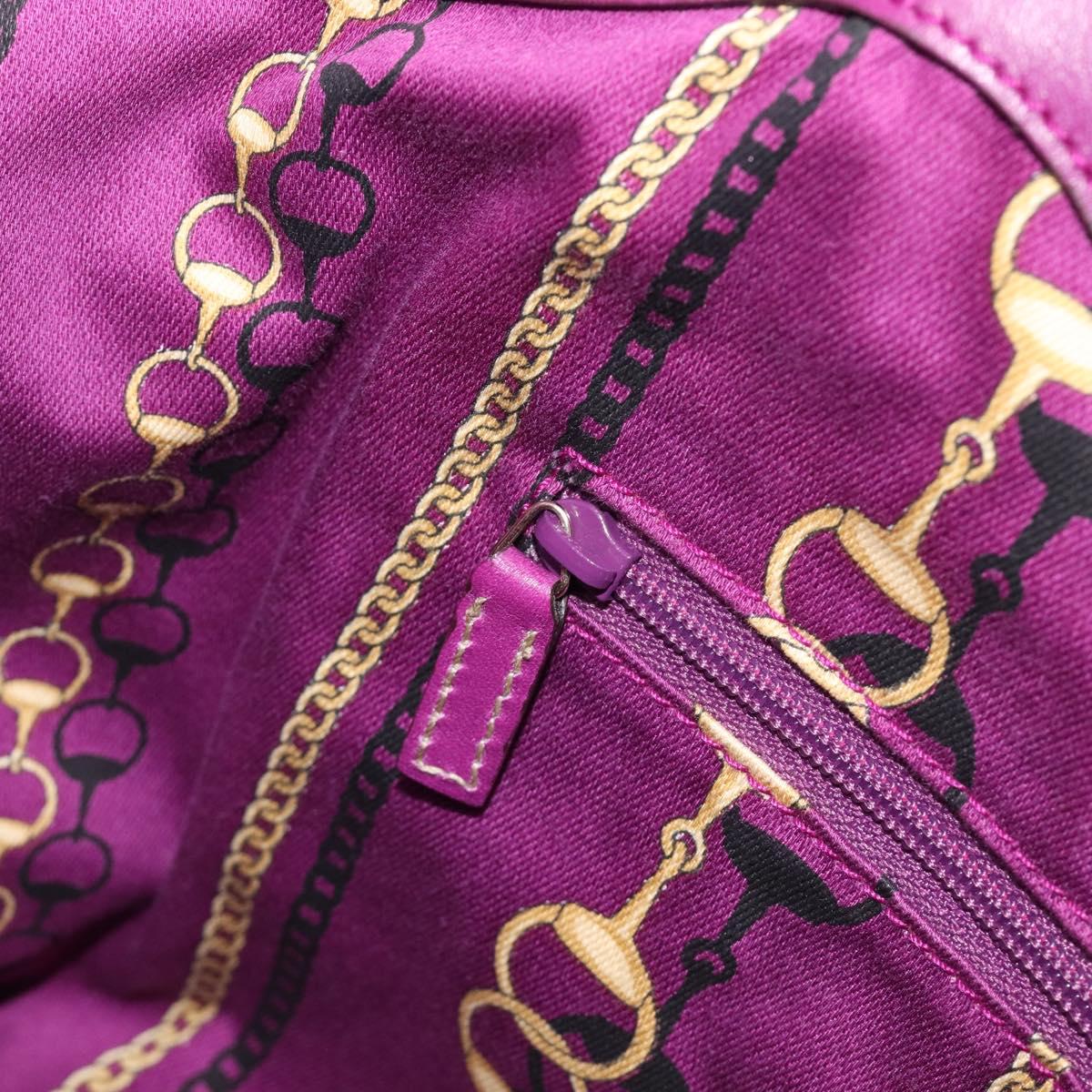 GUCCI ribbon Hand Bag Patent Purple Gold Tone 203521 Auth ep17036