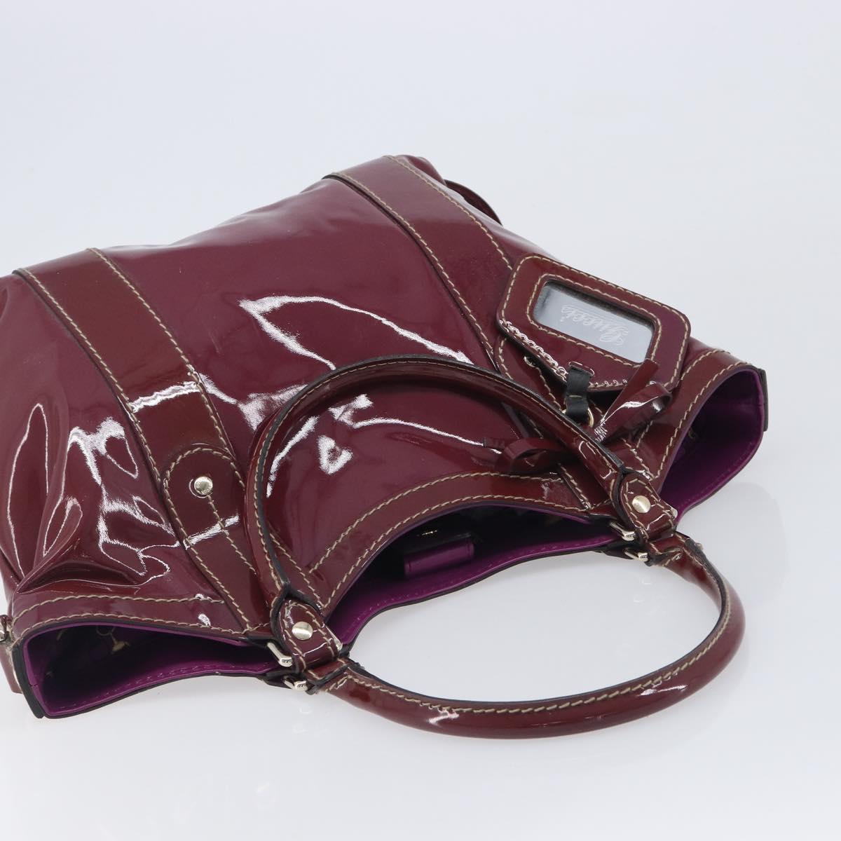 GUCCI ribbon Hand Bag Patent Purple Gold Tone 203521 Auth ep17036