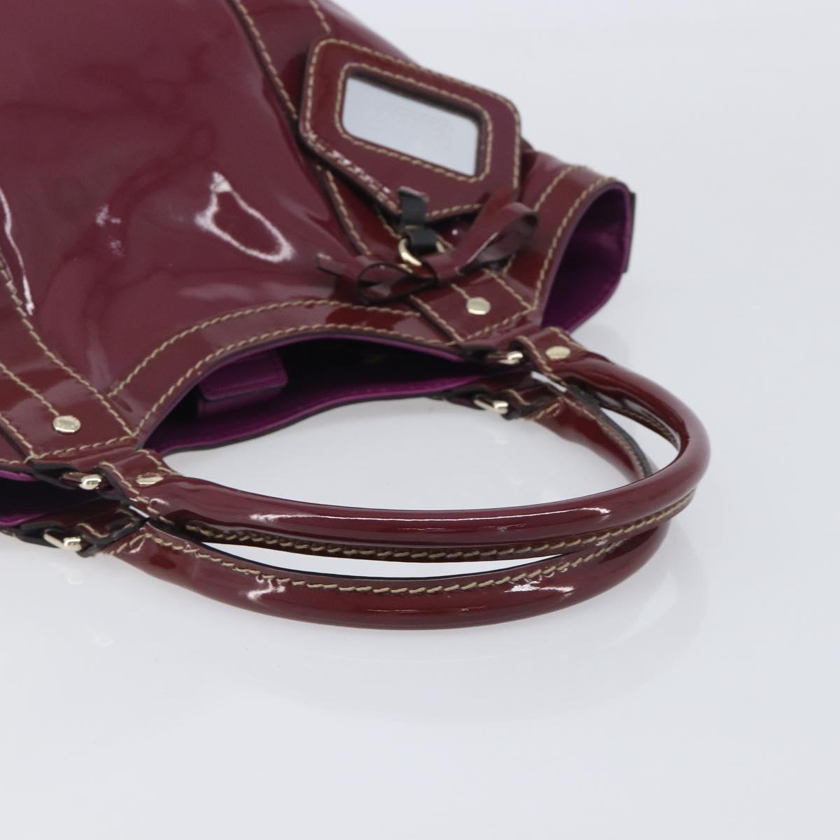 GUCCI ribbon Hand Bag Patent Purple Gold Tone 203521 Auth ep17036