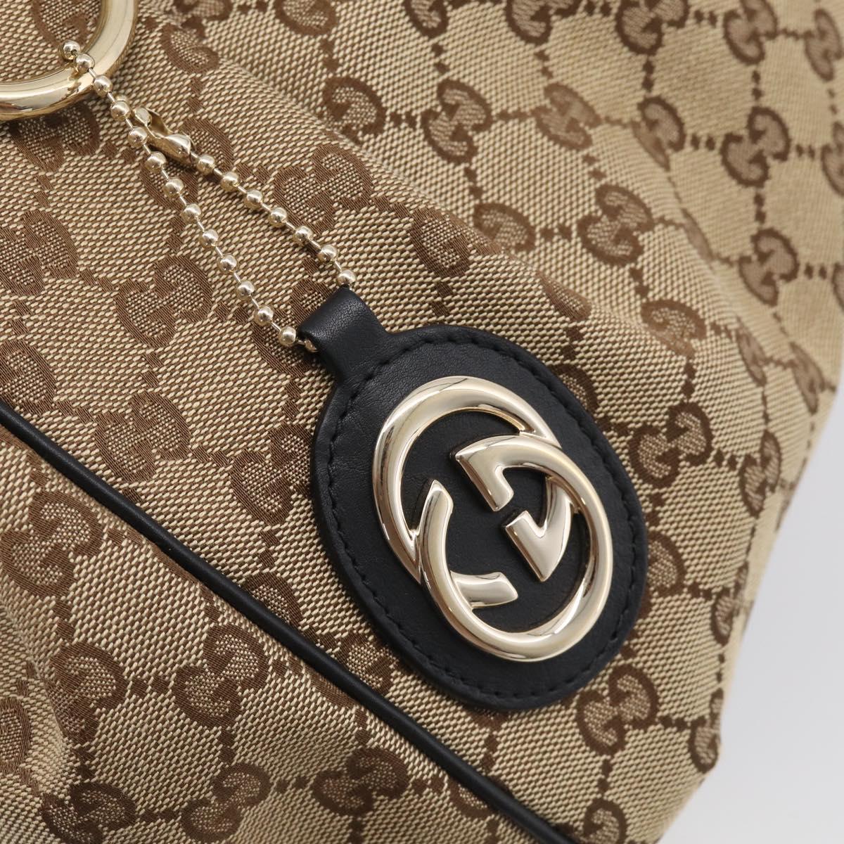 GUCCI GG Canvas Sukey Hand Bag Beige Gold Tone 211944 Auth ep17038V