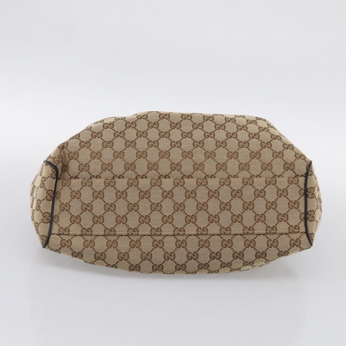 GUCCI GG Canvas Sukey Hand Bag Beige Gold Tone 211944 Auth ep17038V