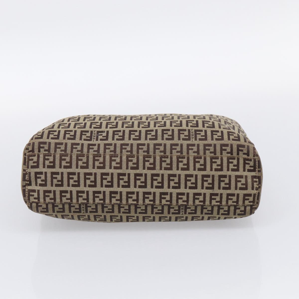 FENDI Zucchino Canvas Hand Bag Beige Gold Tone 8BH132 Auth ep17039