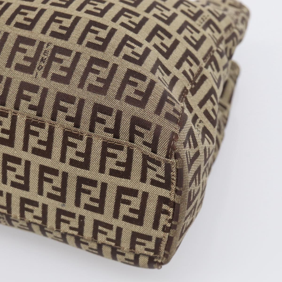 FENDI Zucchino Canvas Hand Bag Beige Gold Tone 8BH132 Auth ep17039