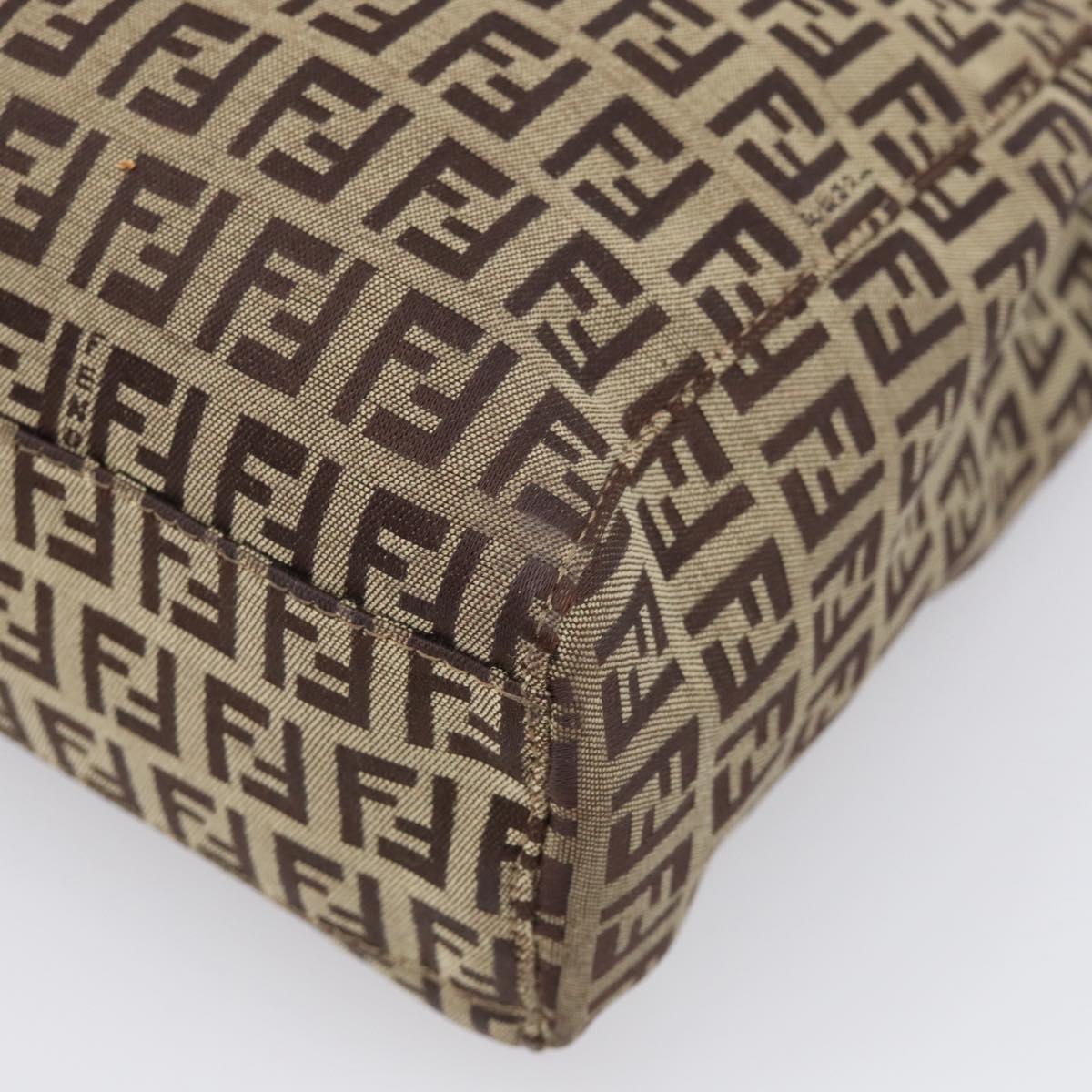 FENDI Zucchino Canvas Hand Bag Beige Gold Tone 8BH132 Auth ep17039