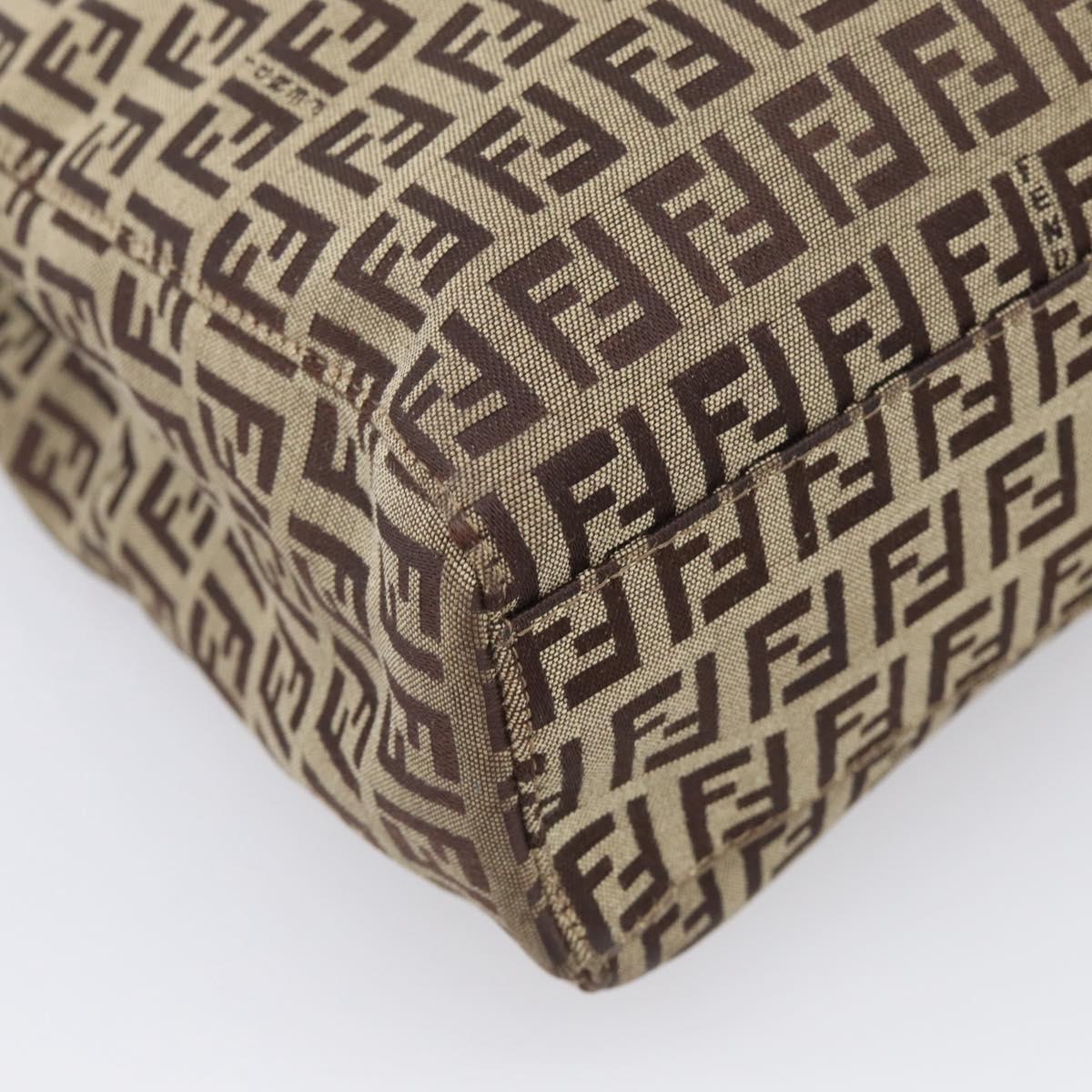FENDI Zucchino Canvas Hand Bag Beige Gold Tone 8BH132 Auth ep17039