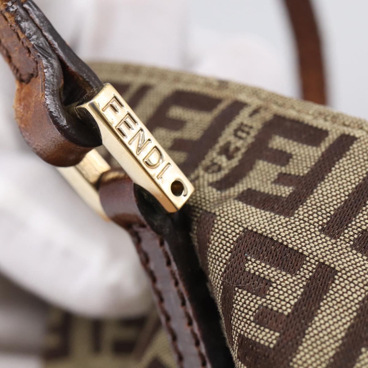 FENDI Zucchino Canvas Hand Bag Beige Gold Tone 8BH132 Auth ep17039