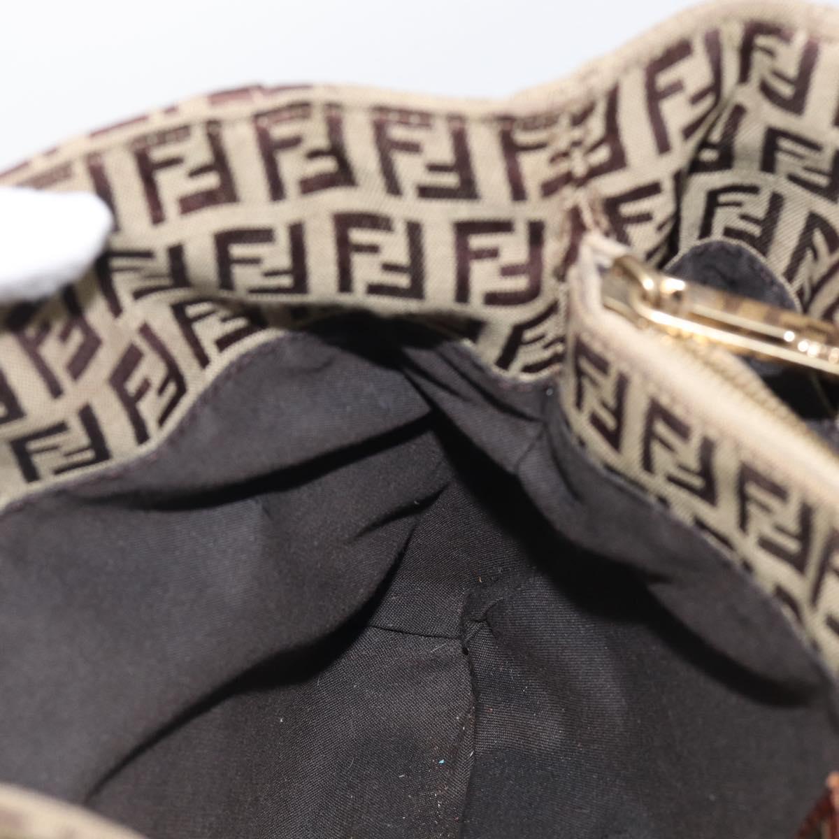 FENDI Zucchino Canvas Hand Bag Beige Gold Tone 8BH132 Auth ep17039