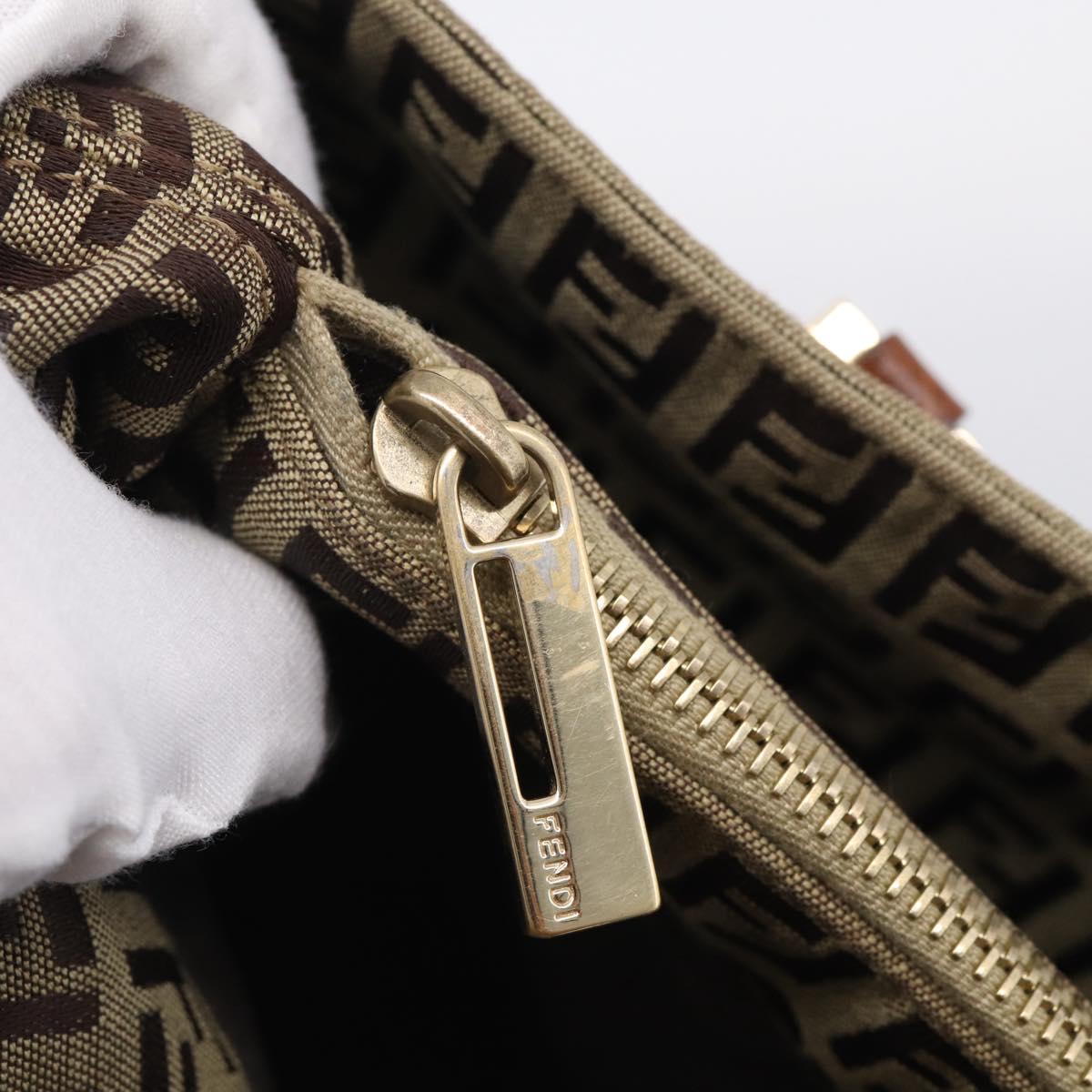 FENDI Zucchino Canvas Hand Bag Beige Gold Tone 8BH132 Auth ep17039
