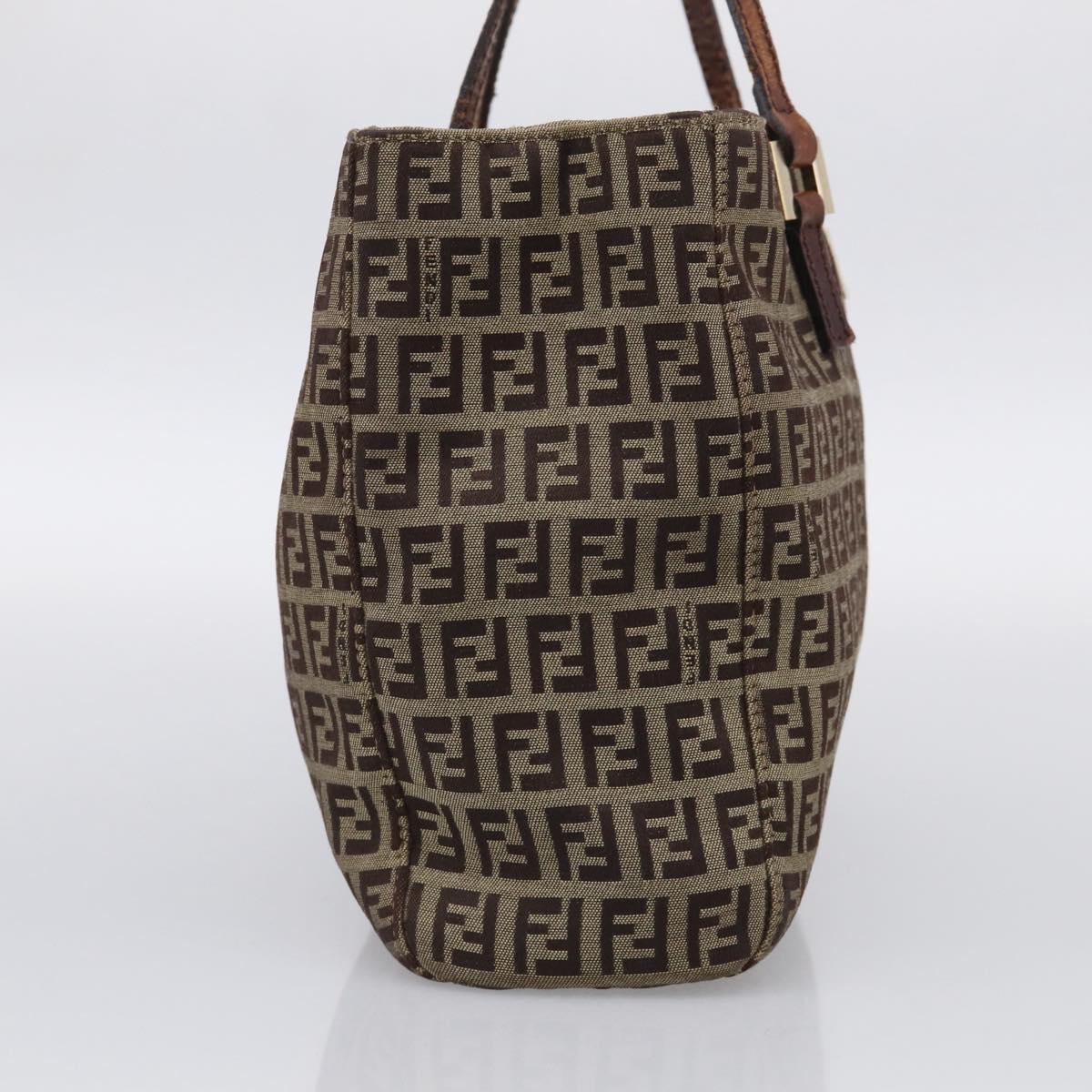 FENDI Zucchino Canvas Hand Bag Beige Gold Tone 8BH132 Auth ep17039