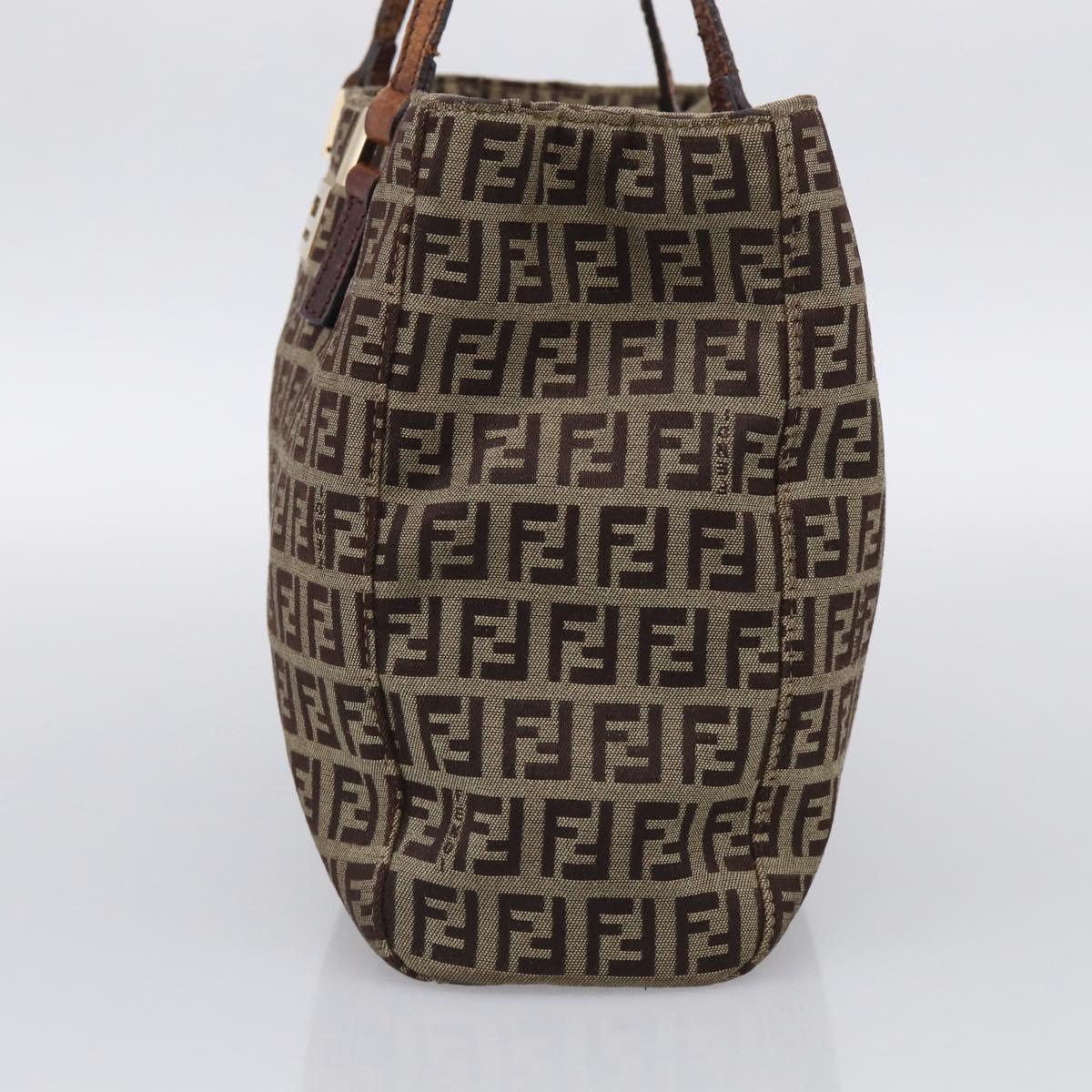 FENDI Zucchino Canvas Hand Bag Beige Gold Tone 8BH132 Auth ep17039