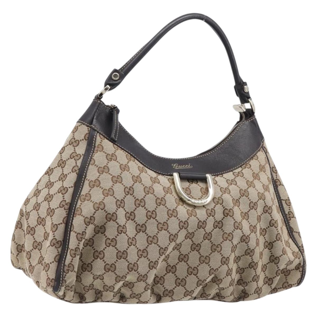 GUCCI GG Canvas Abbey Tote Bag Beige Gold Tone 189833 Auth ep17040A