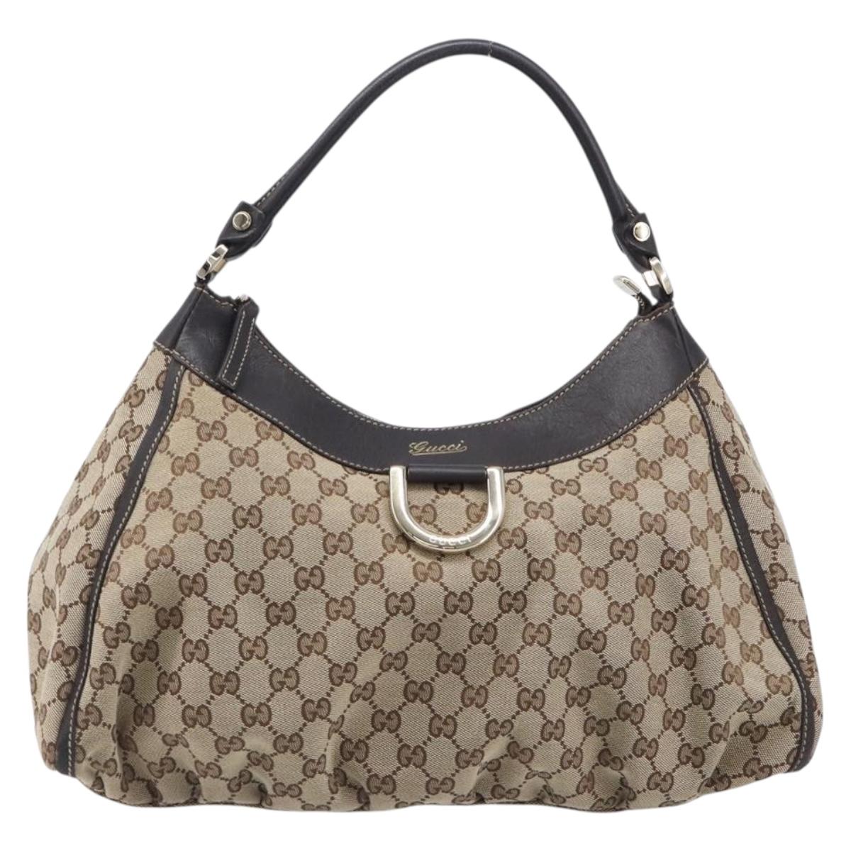 GUCCI GG Canvas Abbey Tote Bag Beige Gold Tone 189833 Auth ep17040A