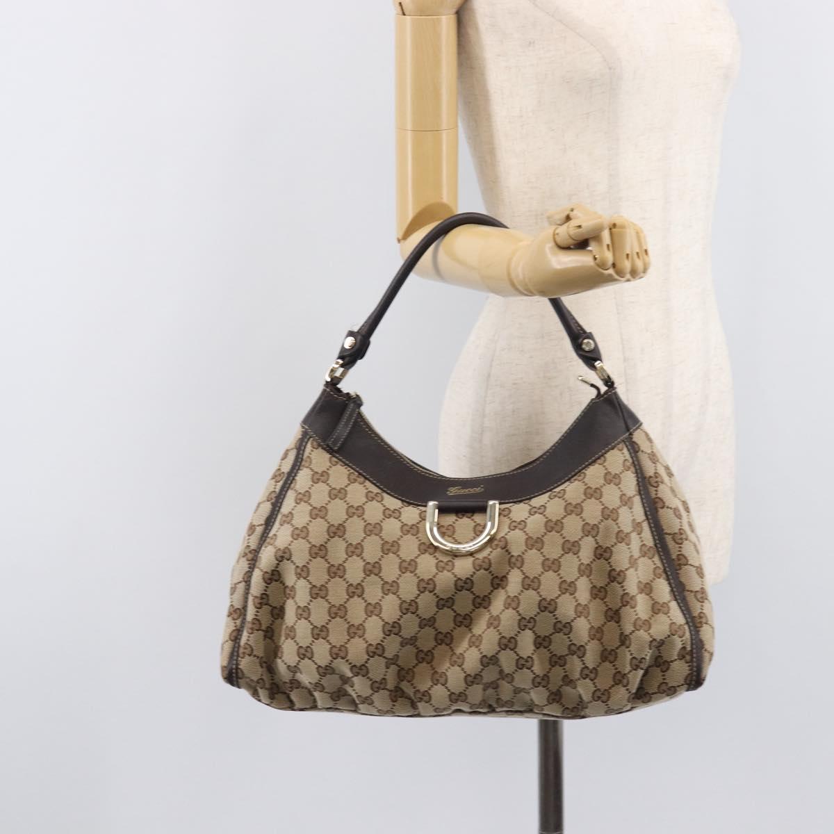 GUCCI GG Canvas Abbey Tote Bag Beige Gold Tone 189833 Auth ep17040A