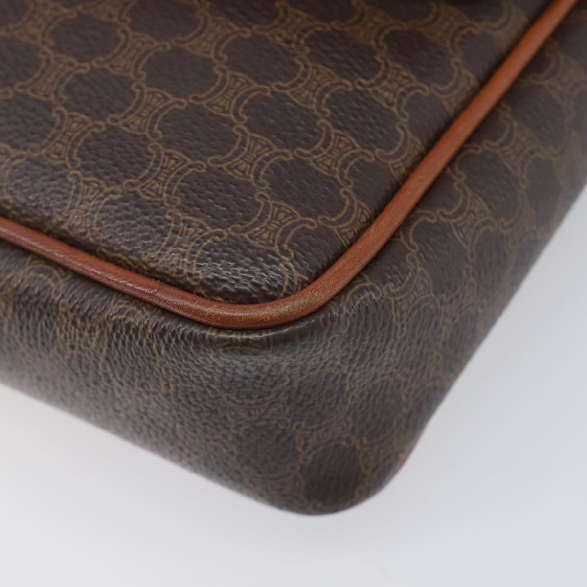 CELINE Macadam Shoulder Bag PVC Brown Gold Tone Auth ep17042
