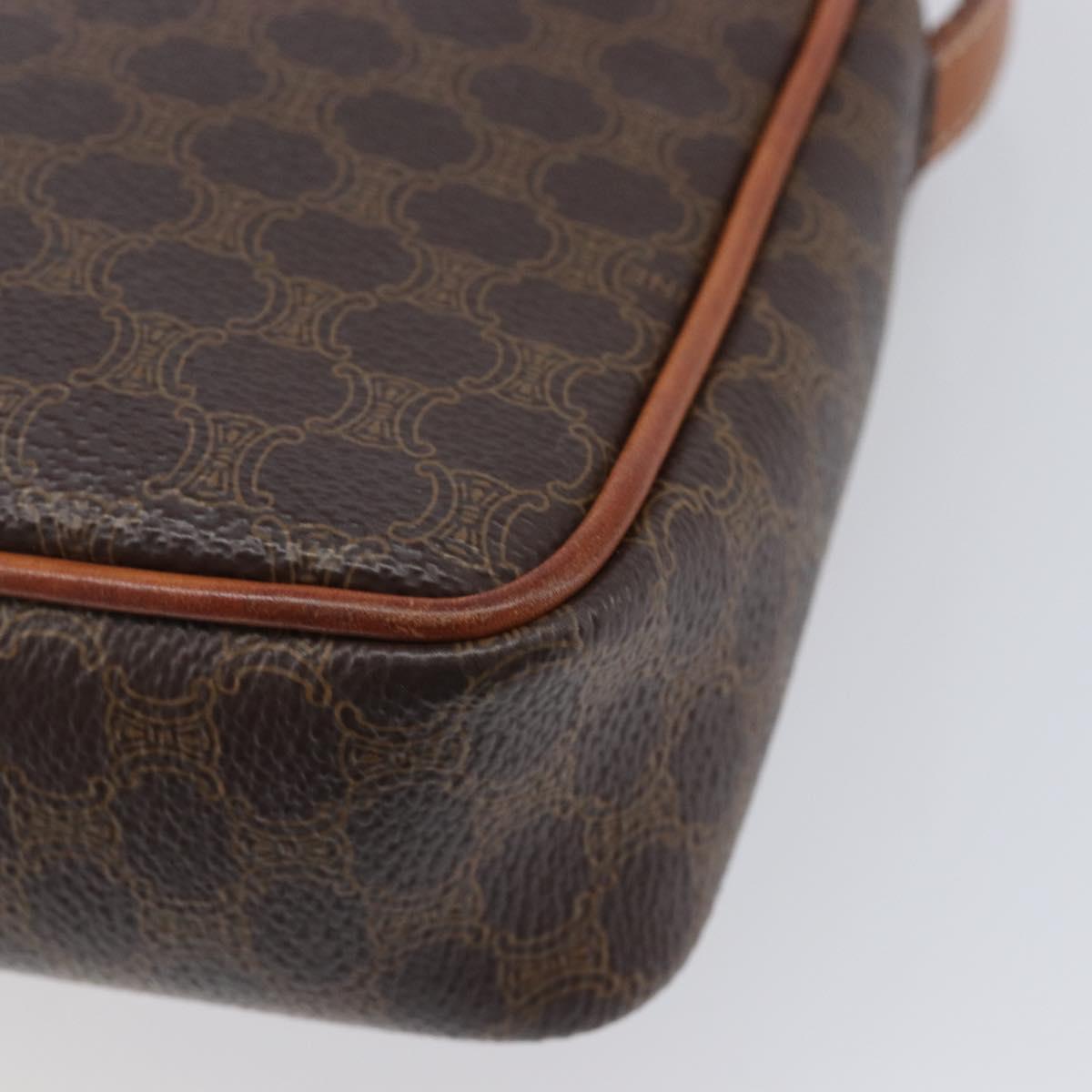 CELINE Macadam Shoulder Bag PVC Brown Gold Tone Auth ep17042