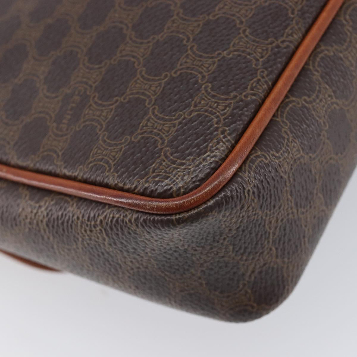 CELINE Macadam Shoulder Bag PVC Brown Gold Tone Auth ep17042