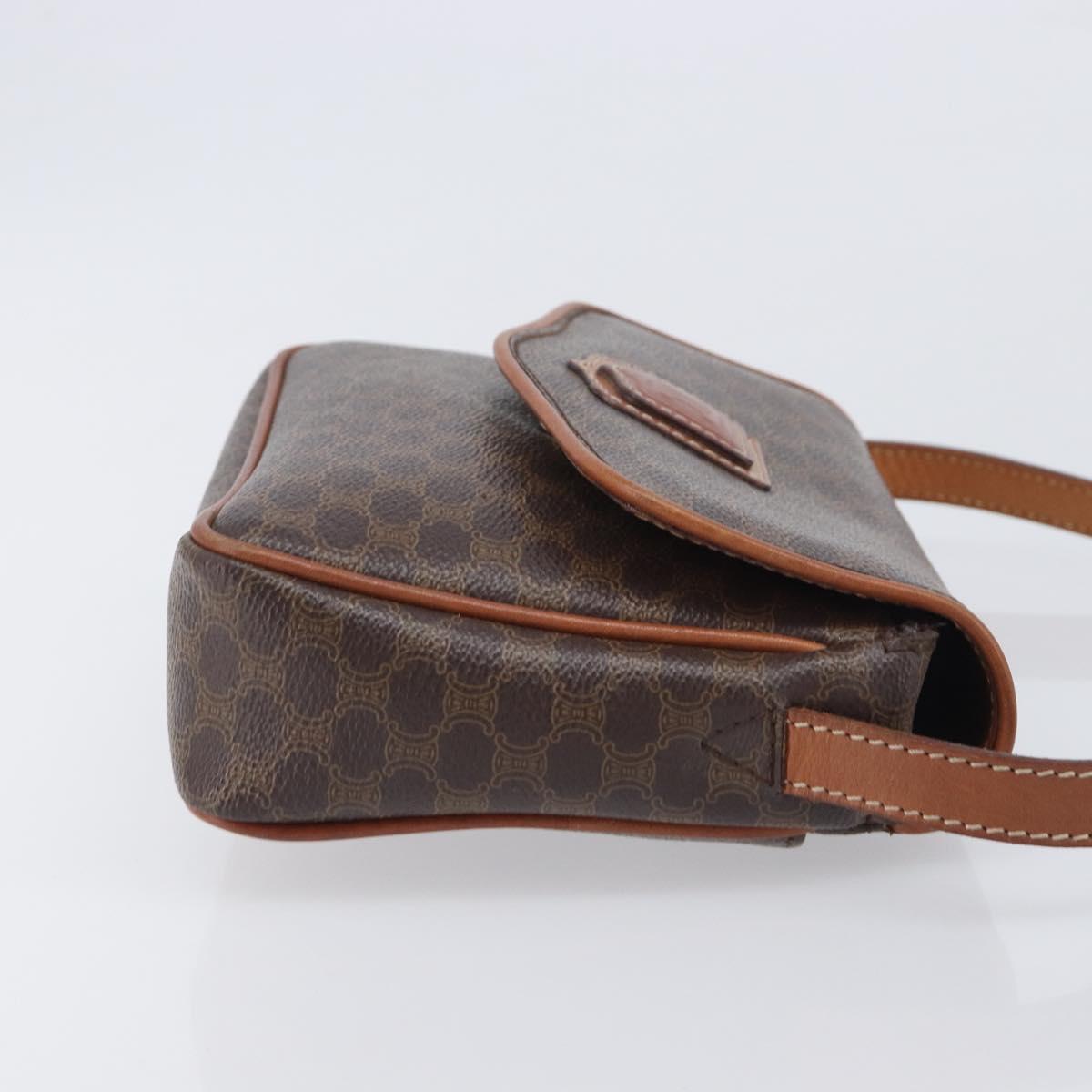 CELINE Macadam Shoulder Bag PVC Brown Gold Tone Auth ep17042