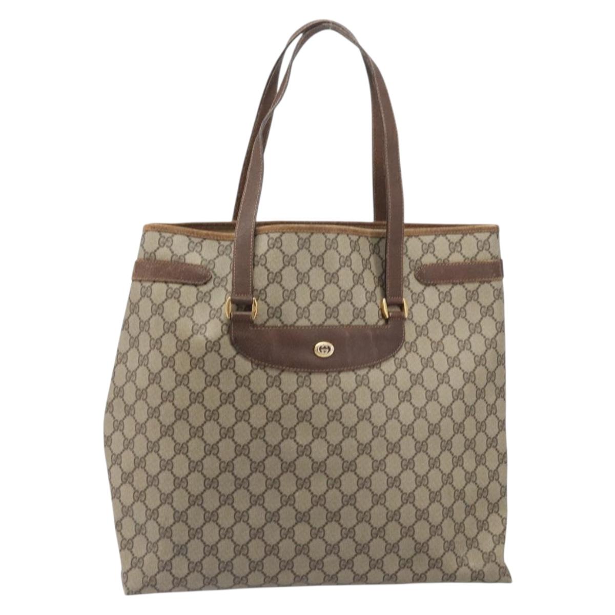 GUCCI GG Supreme Tote Bag PVC Beige Gold Tone 39 02 061 Auth ep17043
