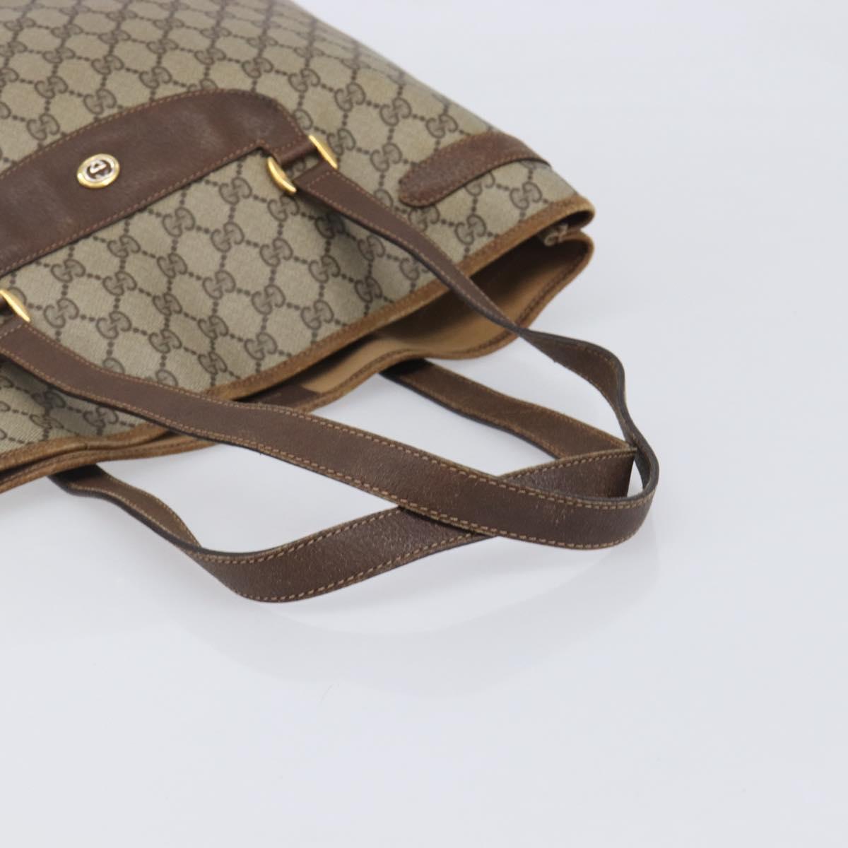 GUCCI GG Supreme Tote Bag PVC Beige Gold Tone 39 02 061 Auth ep17043