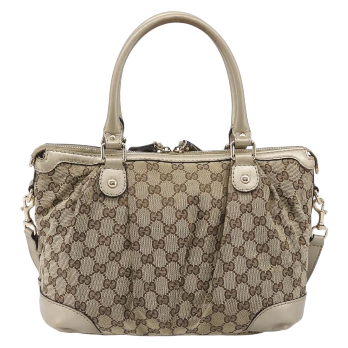 GUCCI GG Canvas Sukey Hand Bag 2way Beige Gold Tone 247902 Auth ep17045