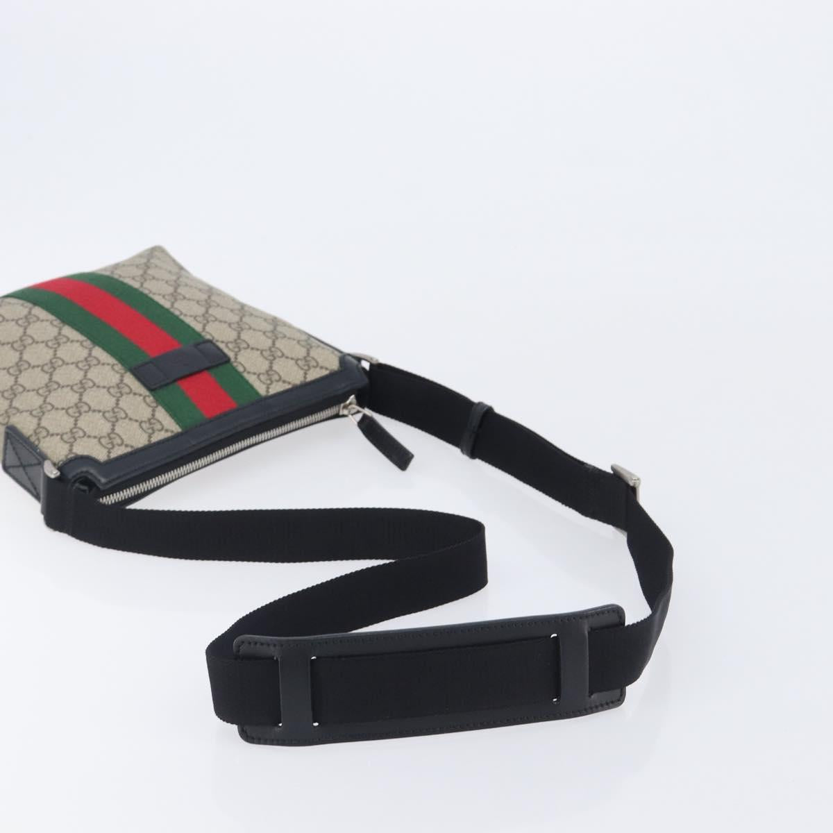 GUCCI GG Supreme Web Sherry Line Shoulder Bag PVC Beige 471454 Auth ep17046