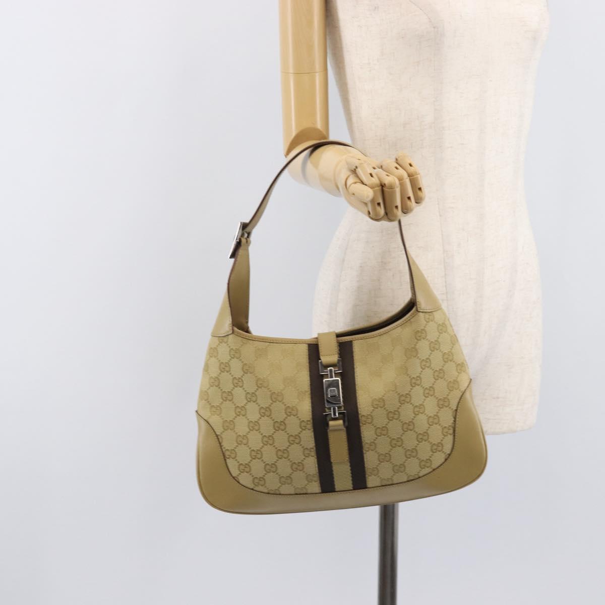 GUCCI GG Canvas Jackie Sherry Line Hand Bag Beige Silver 00963 Auth ep17050V