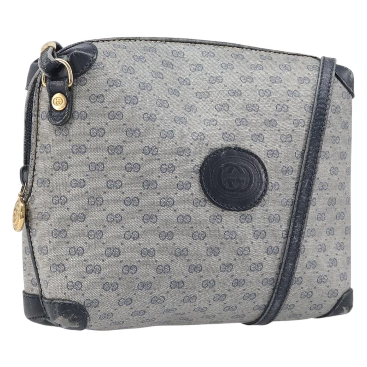 GUCCI Micro GG Shoulder Bag PVC Navy Gold Tone 007 115 0093 Auth ep17052