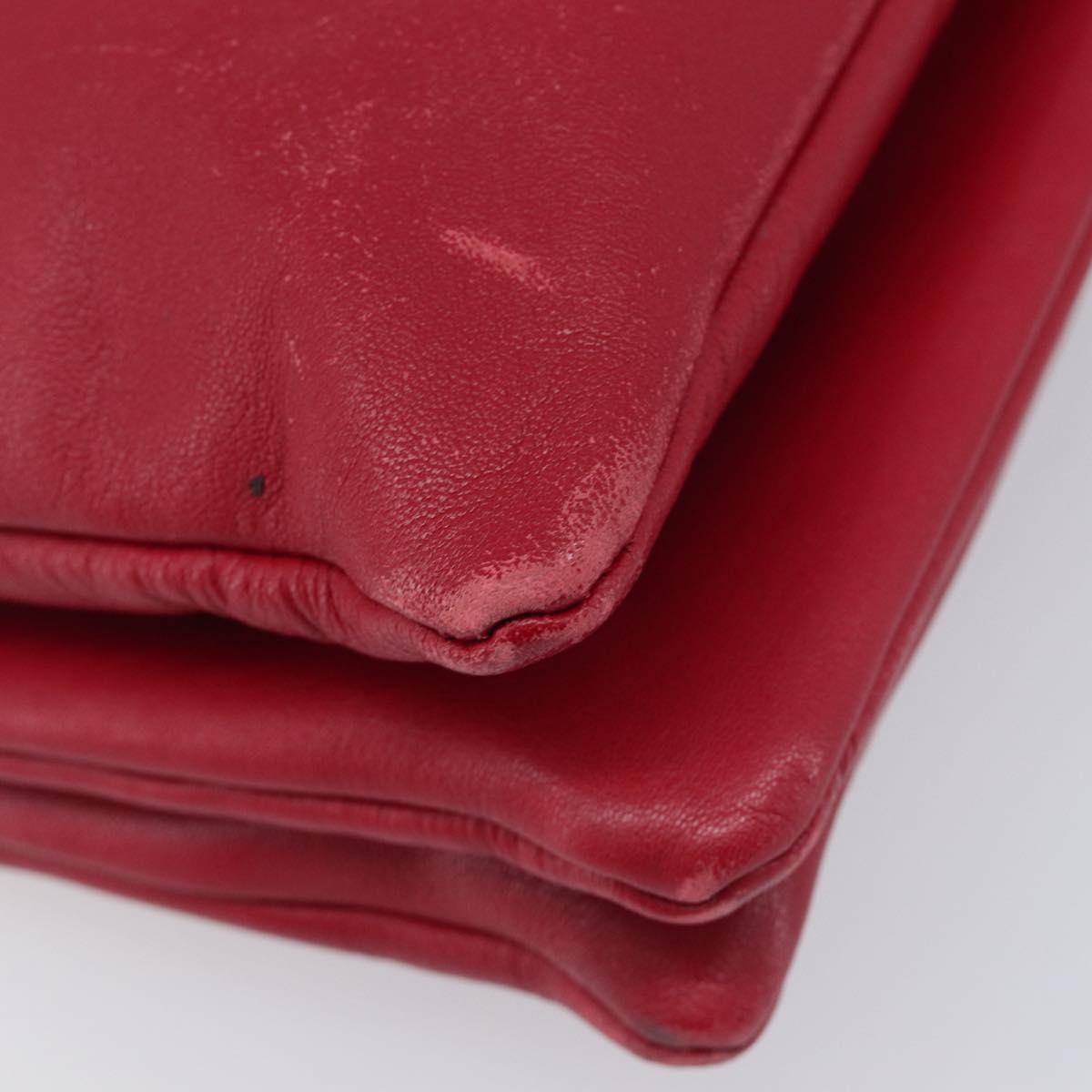 CELINE Trio Shoulder Bag Leather Red Gold Tone Auth ep17054