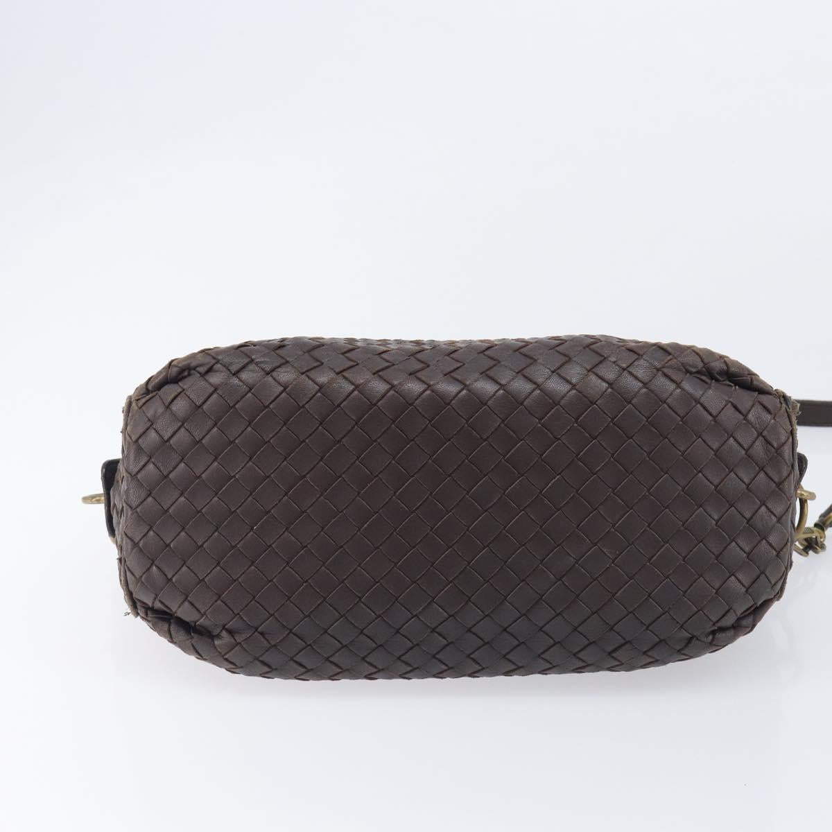 Bottega Veneta INTRECCIATO Shoulder Bag Leather Brown Gold 192661 Auth ep17057