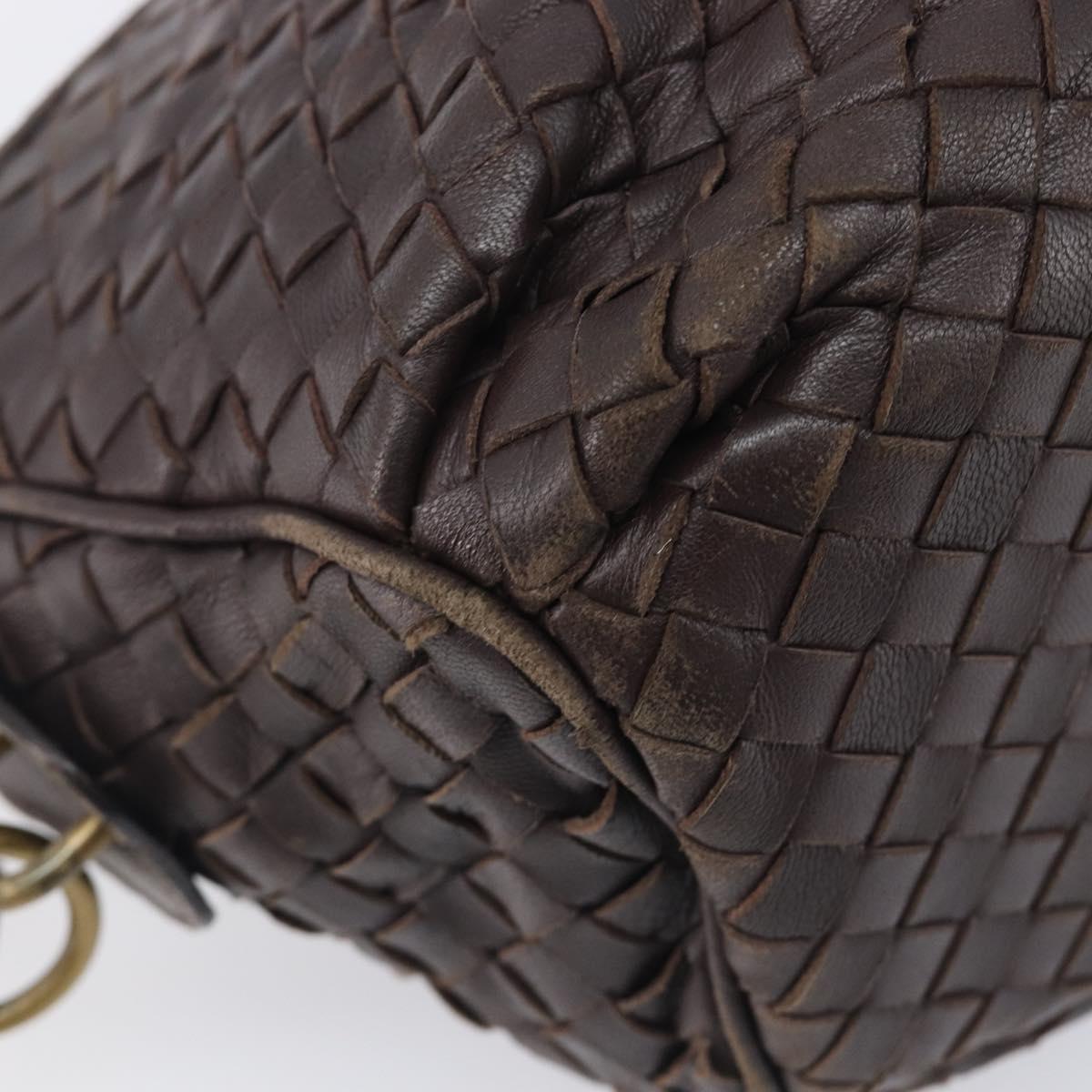 Bottega Veneta INTRECCIATO Shoulder Bag Leather Brown Gold 192661 Auth ep17057