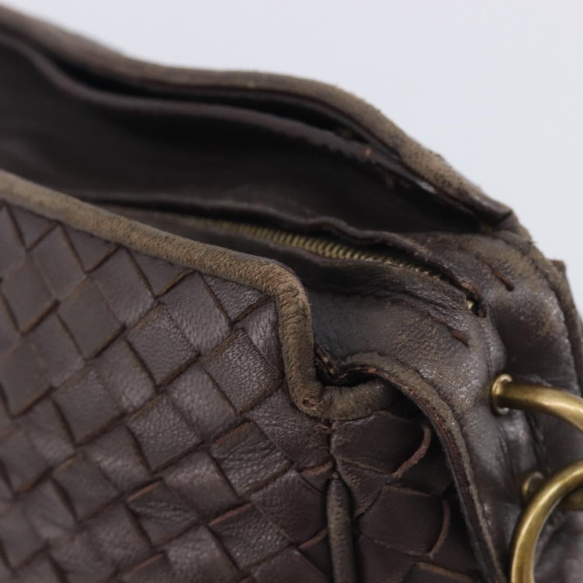 Bottega Veneta INTRECCIATO Shoulder Bag Leather Brown Gold 192661 Auth ep17057