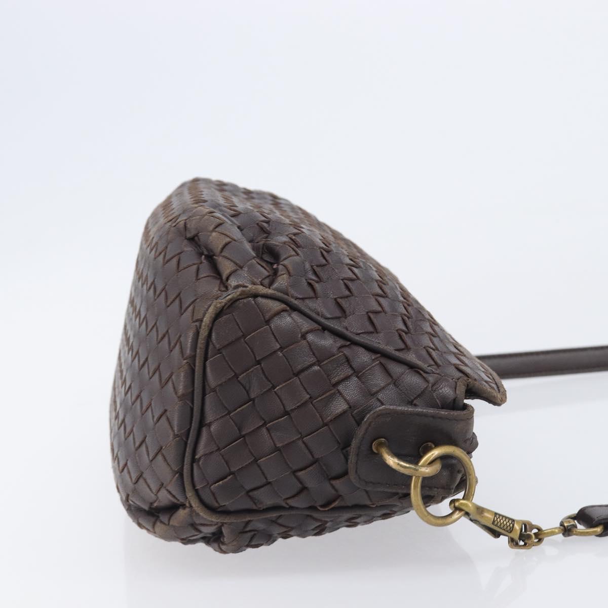 Bottega Veneta INTRECCIATO Shoulder Bag Leather Brown Gold 192661 Auth ep17057