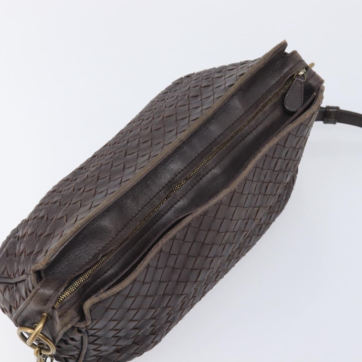 Bottega Veneta INTRECCIATO Shoulder Bag Leather Brown Gold 192661 Auth ep17057