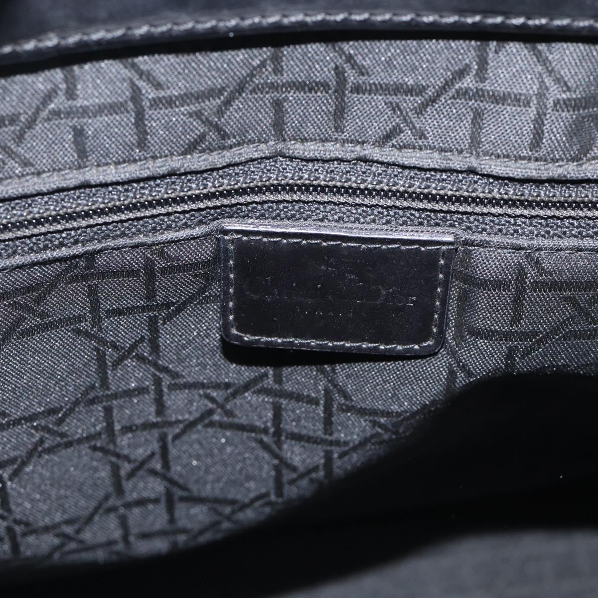 Christian Dior Maris Pearl Hand Bag Leather 2way Black Silver Auth ep17063