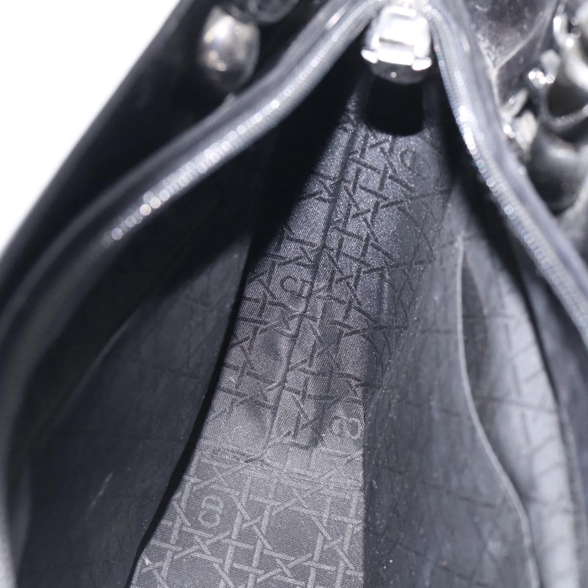Christian Dior Maris Pearl Hand Bag Leather 2way Black Silver Auth ep17063