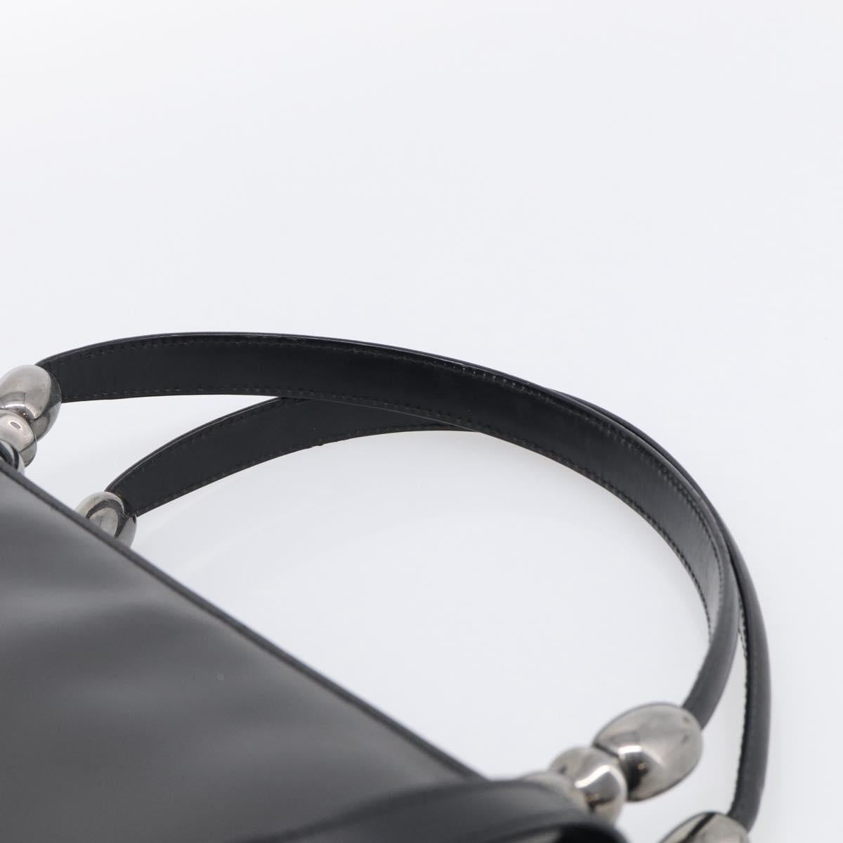 Christian Dior Maris Pearl Hand Bag Leather 2way Black Silver Auth ep17063