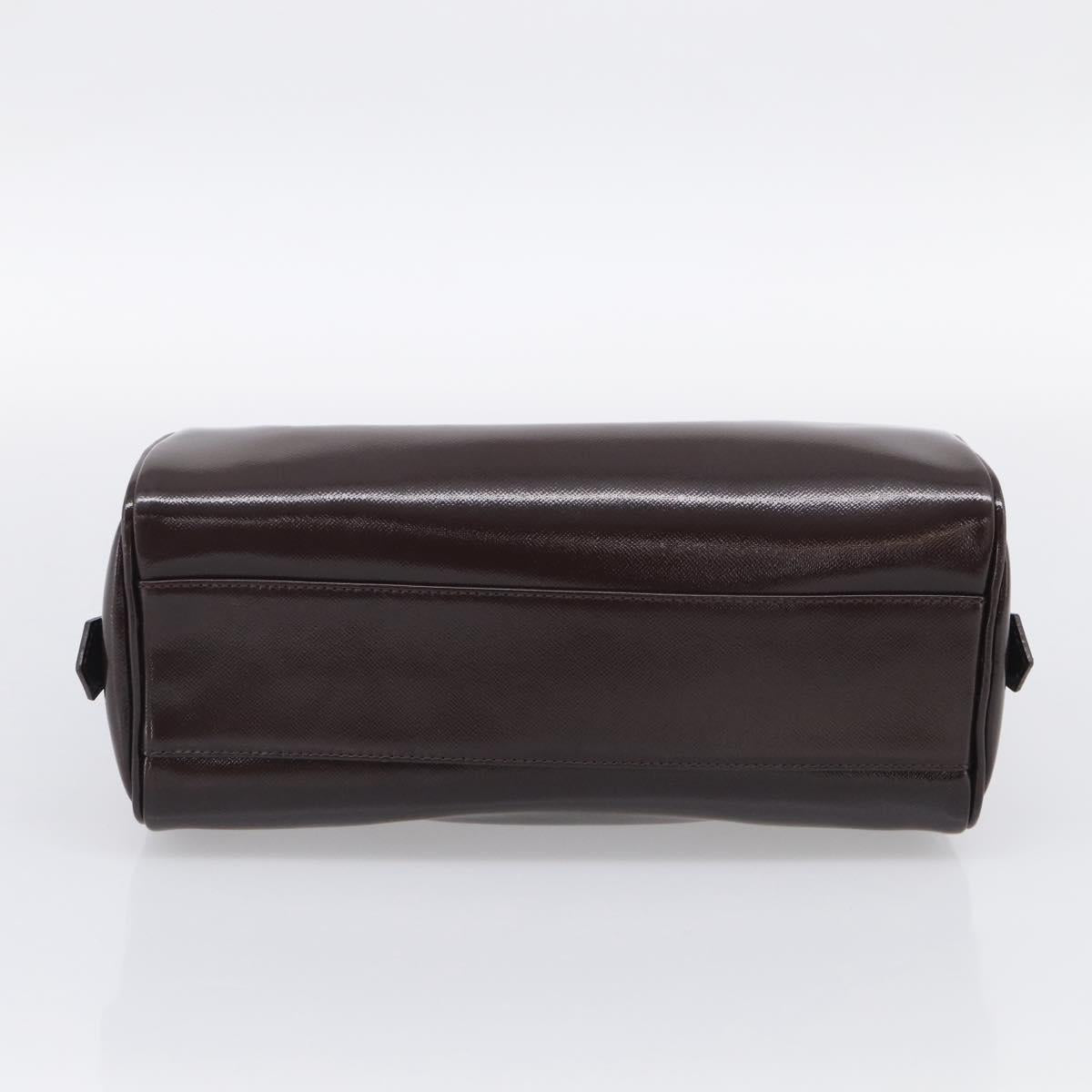 BURBERRY Hand Bag Leather Brown Gold Tone Auth ep17070A