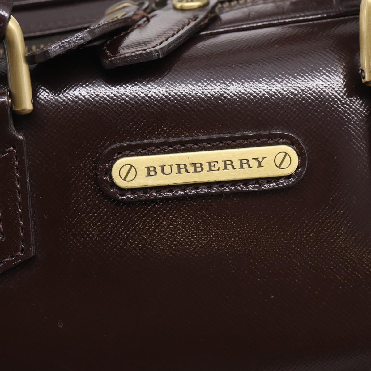 BURBERRY Hand Bag Leather Brown Gold Tone Auth ep17070A