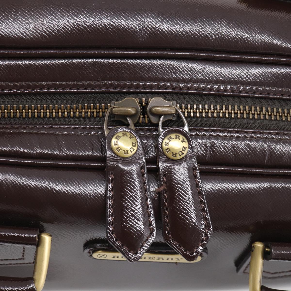 BURBERRY Hand Bag Leather Brown Gold Tone Auth ep17070A