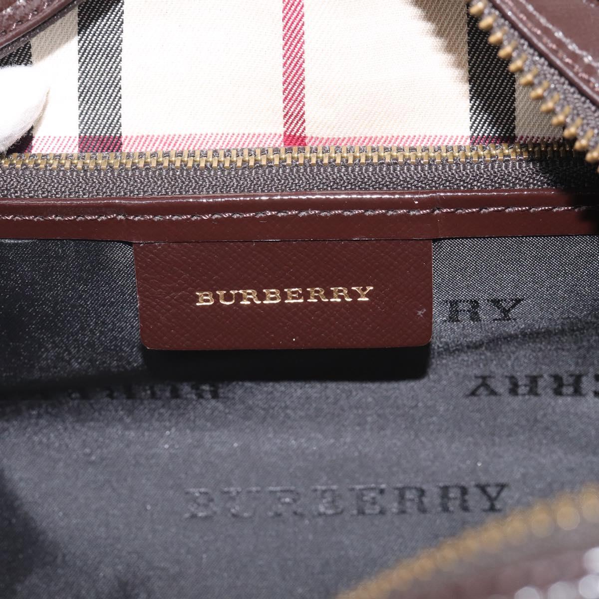 BURBERRY Hand Bag Leather Brown Gold Tone Auth ep17070A