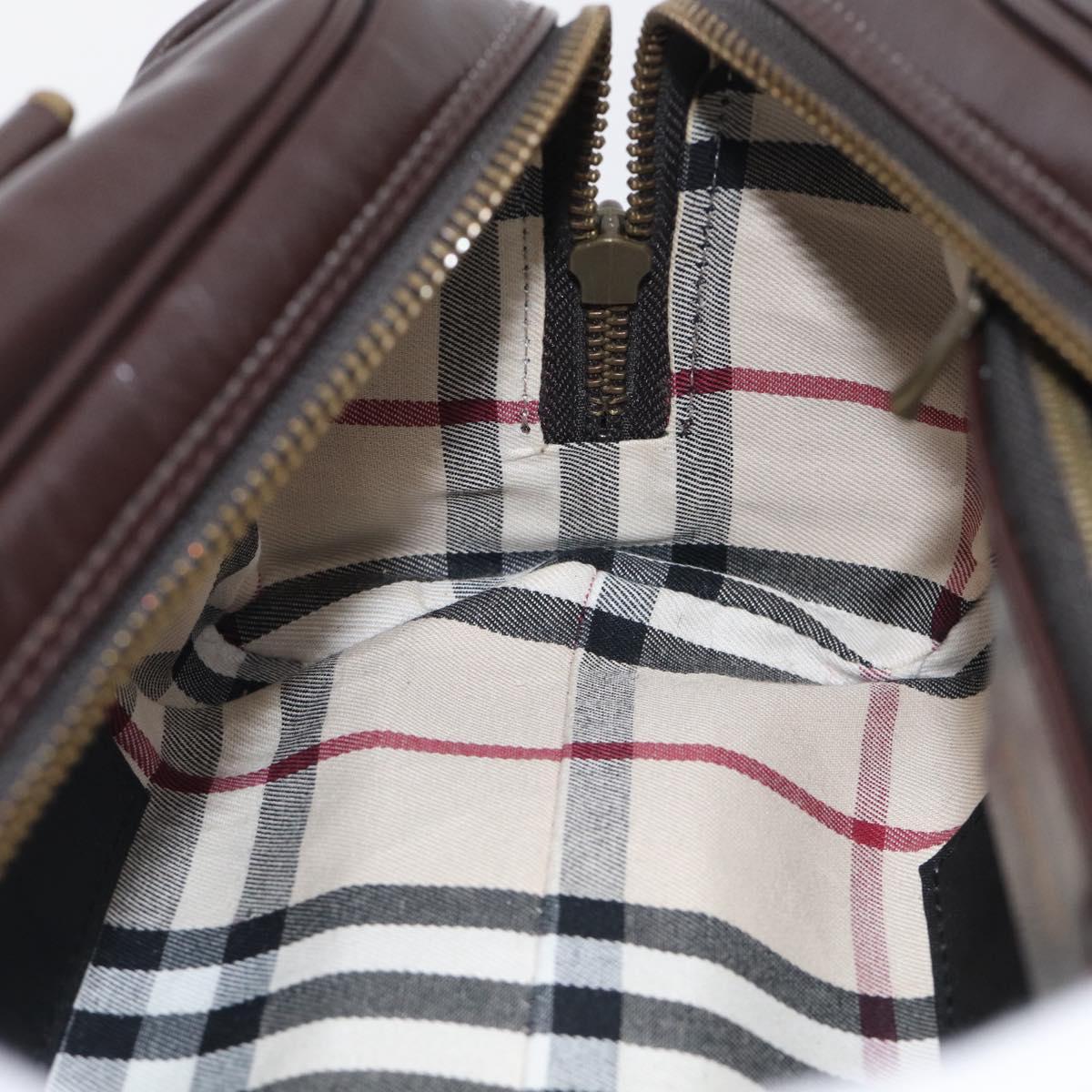 BURBERRY Hand Bag Leather Brown Gold Tone Auth ep17070A