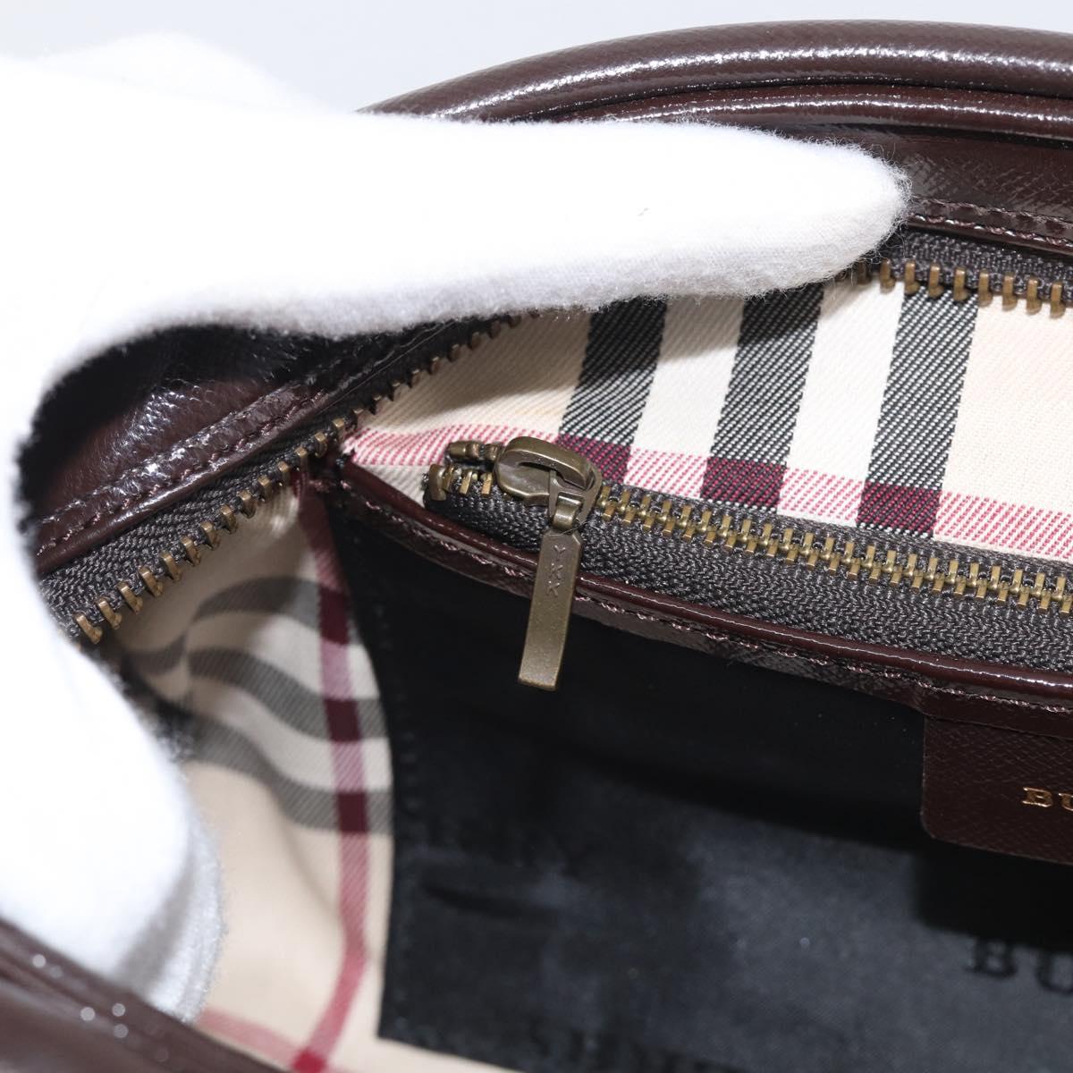 BURBERRY Hand Bag Leather Brown Gold Tone Auth ep17070A