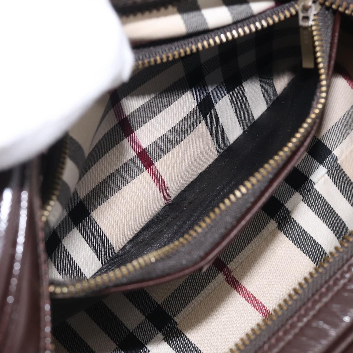 BURBERRY Hand Bag Leather Brown Gold Tone Auth ep17070A