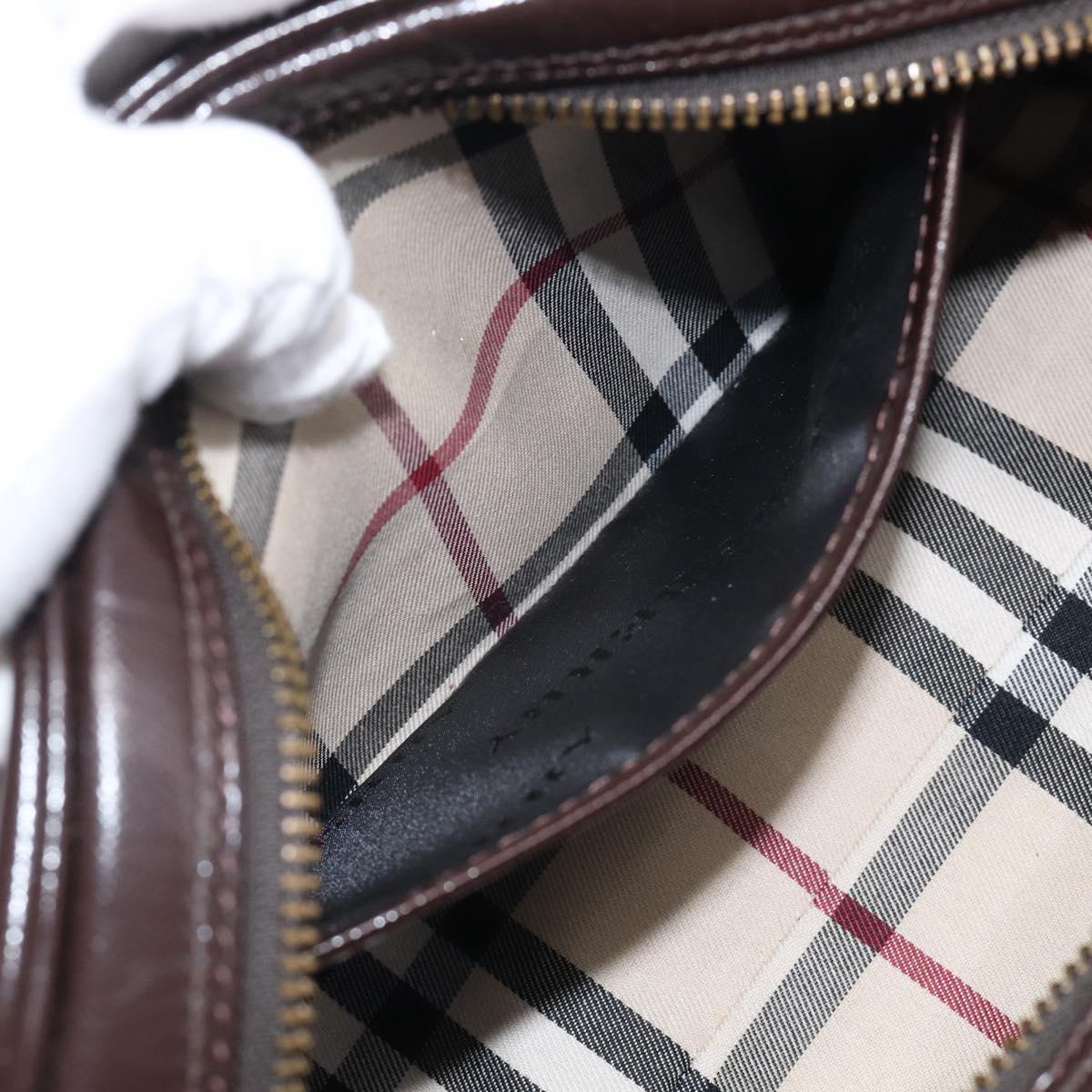 BURBERRY Hand Bag Leather Brown Gold Tone Auth ep17070A