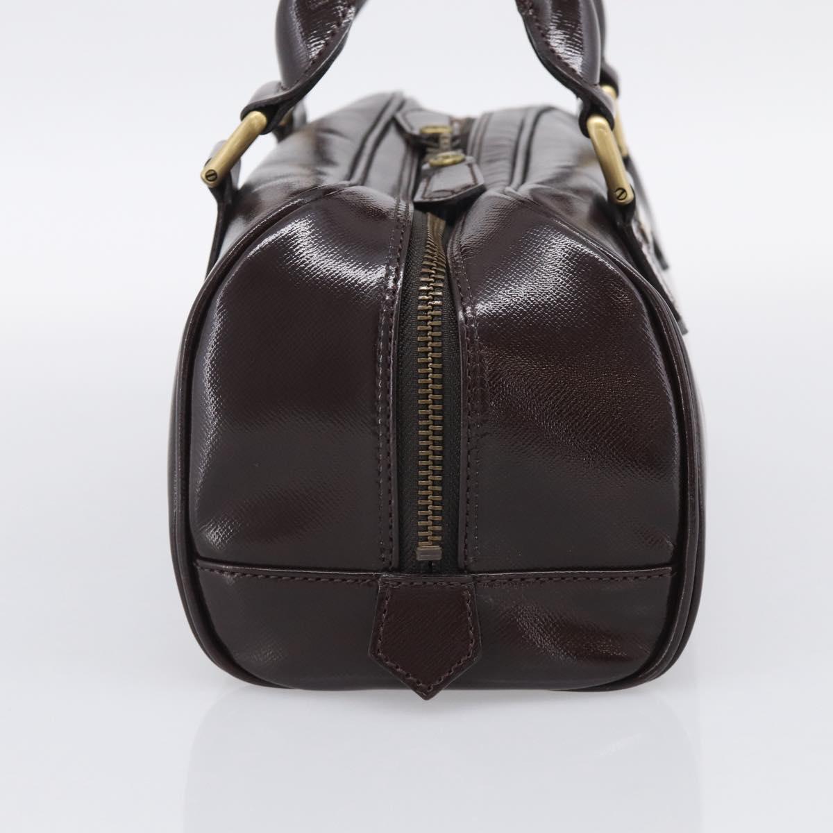 BURBERRY Hand Bag Leather Brown Gold Tone Auth ep17070A