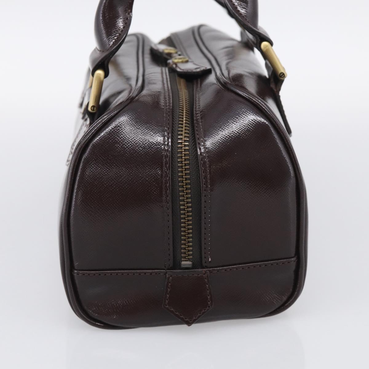 BURBERRY Hand Bag Leather Brown Gold Tone Auth ep17070A