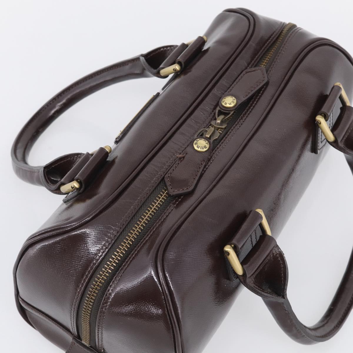 BURBERRY Hand Bag Leather Brown Gold Tone Auth ep17070A