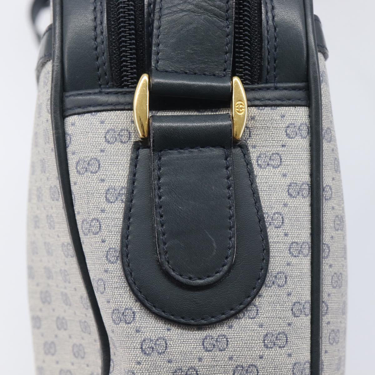 GUCCI Micro GG Shoulder Bag PVC Navy Gold Tone 001 084 0941 Auth ep17075