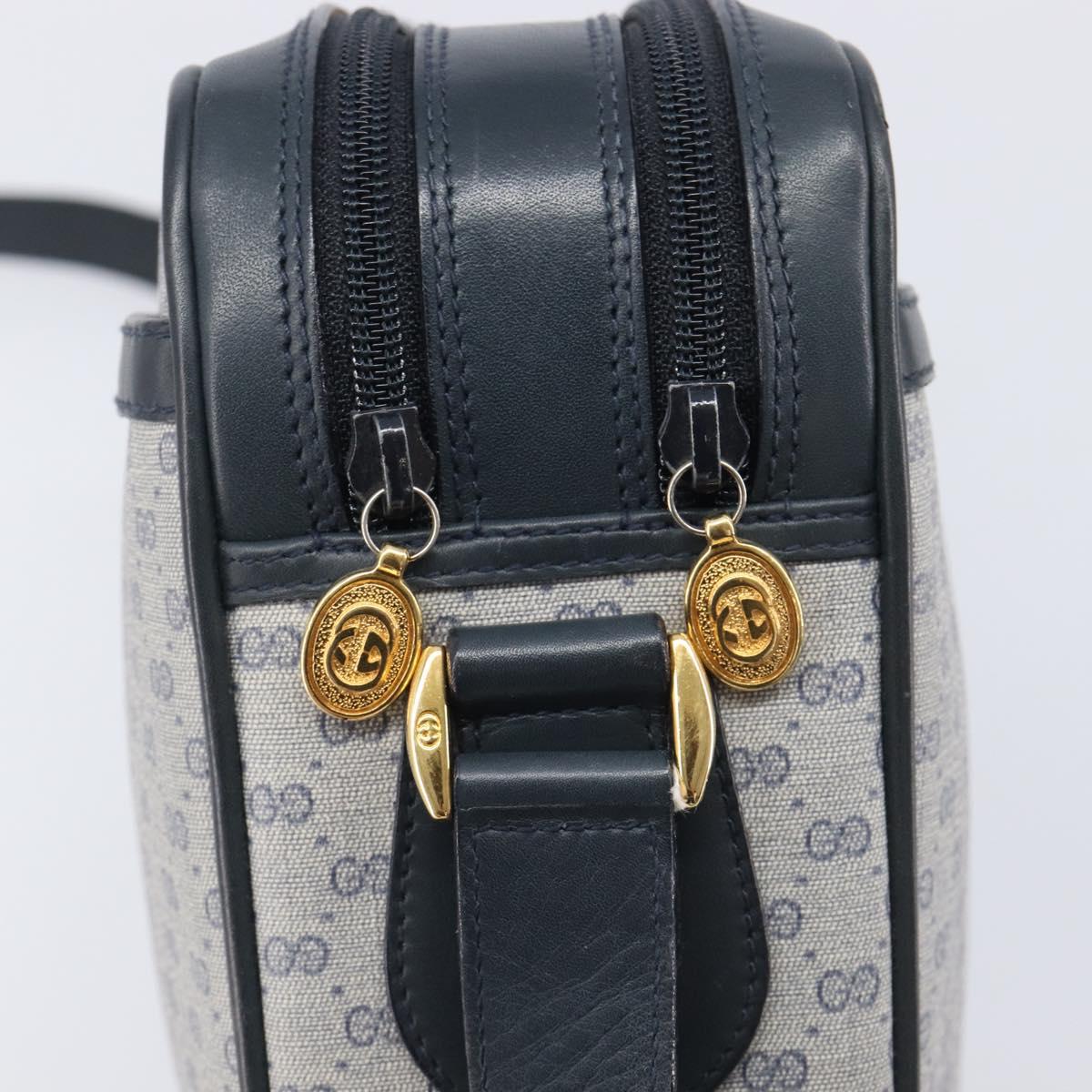 GUCCI Micro GG Shoulder Bag PVC Navy Gold Tone 001 084 0941 Auth ep17075