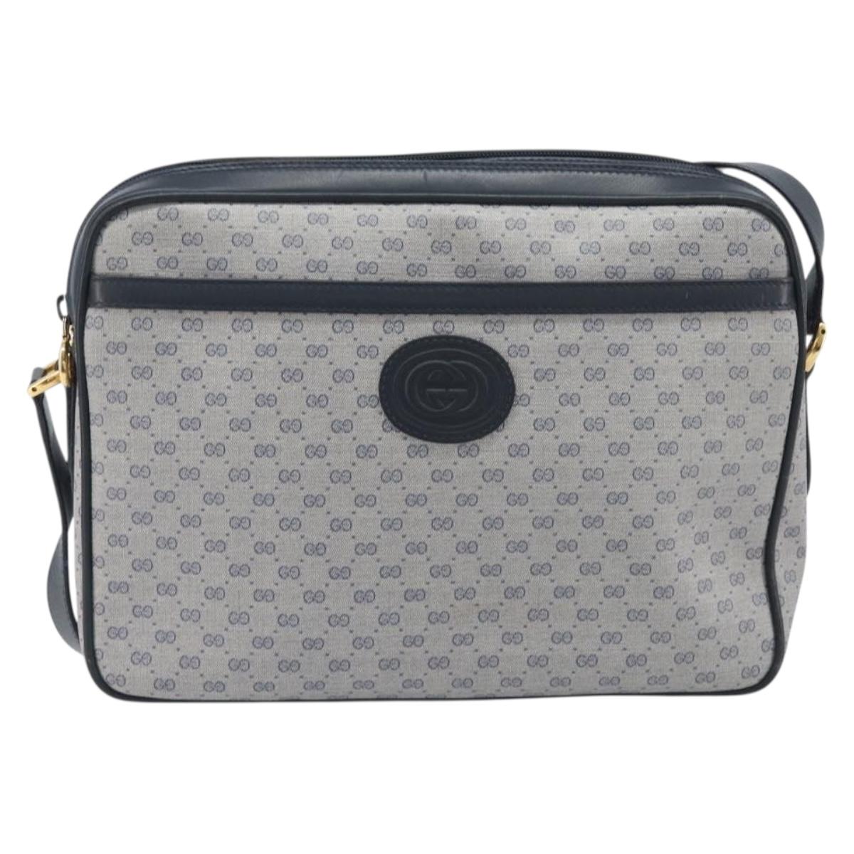 GUCCI Micro GG Shoulder Bag PVC Navy Gold Tone 001 084 0941 Auth ep17075